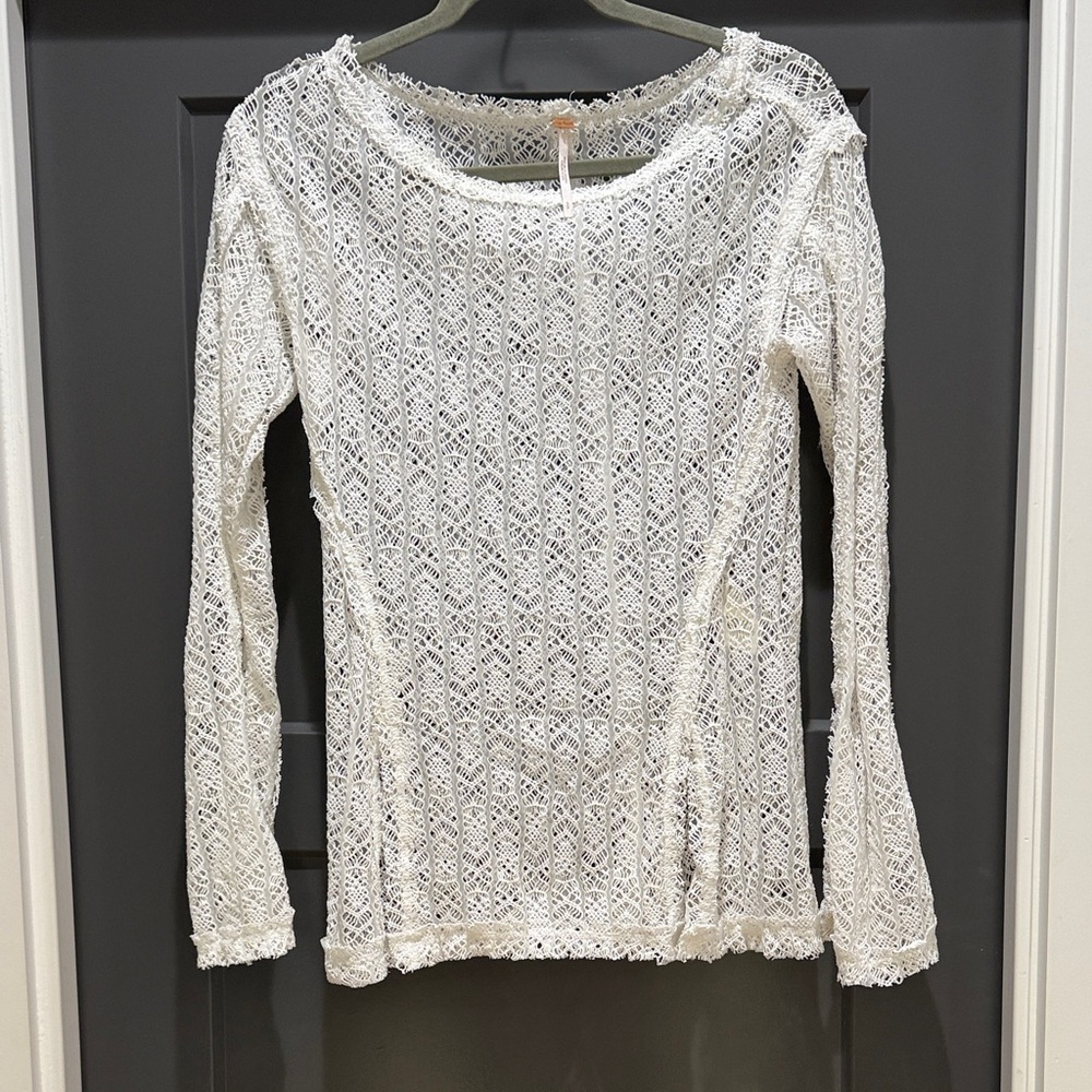 Free People White Lace Top